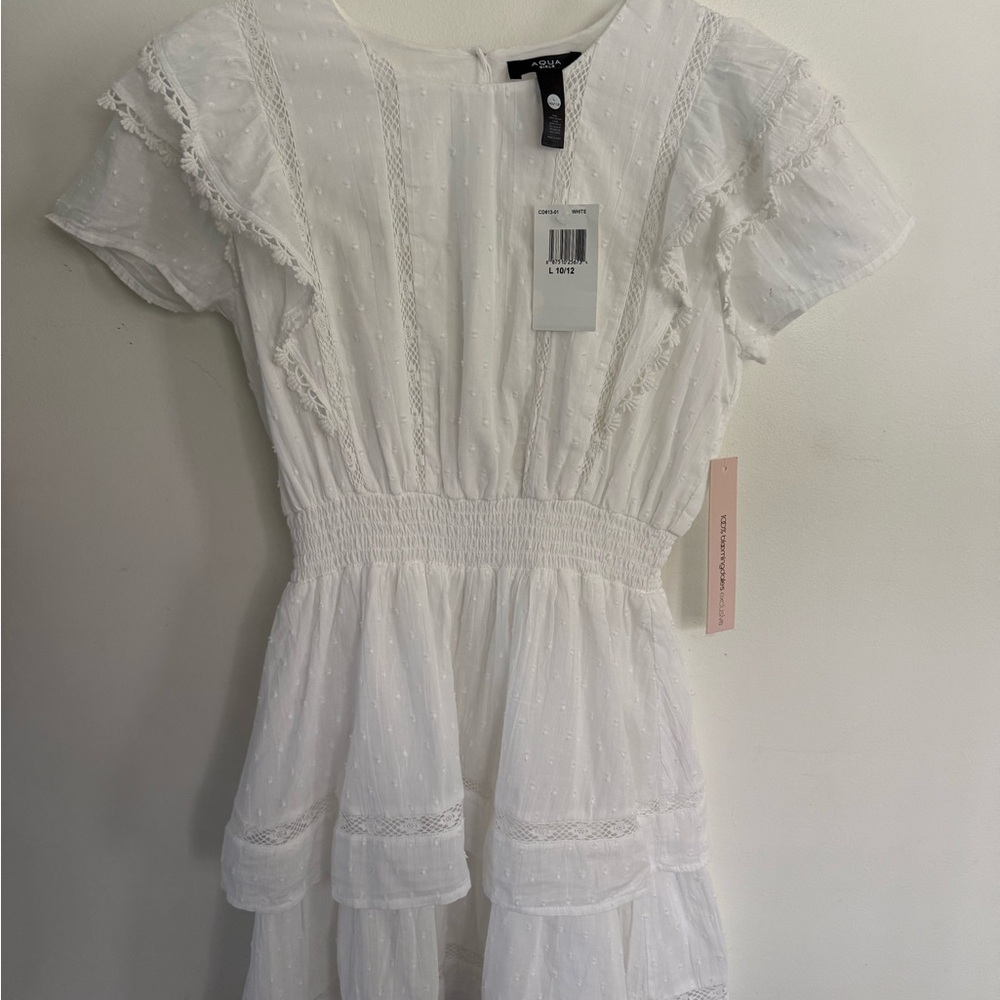 Aqua White Textured Dress